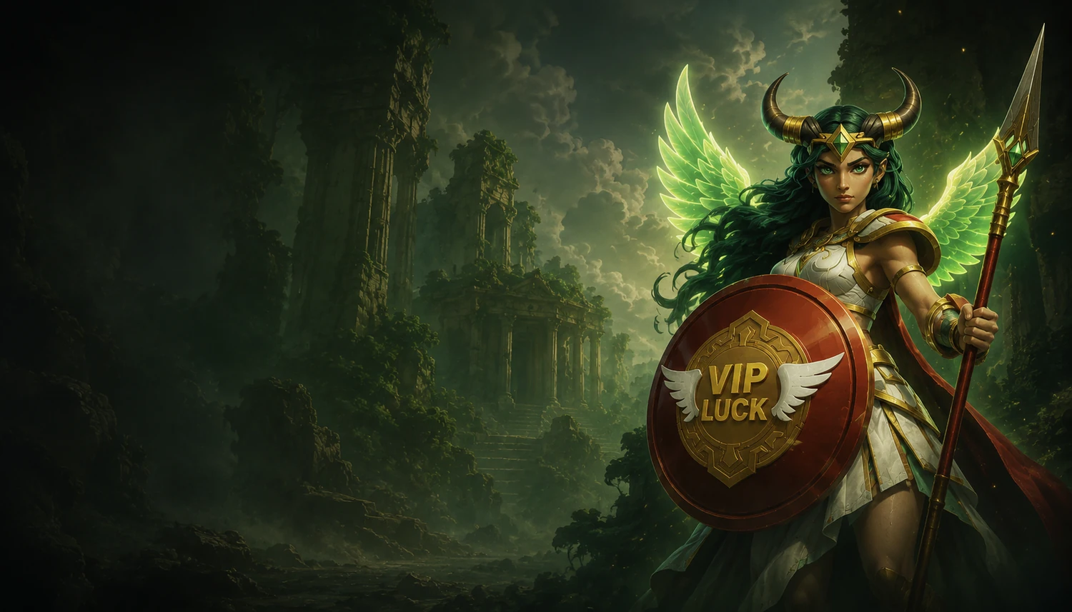 Holyluck VIP loyaliteitsprogramma met krijger en gouden beloningen